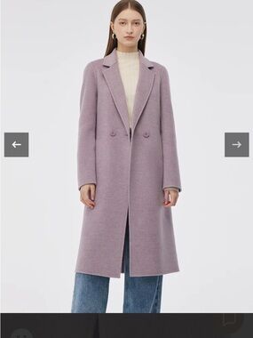 Lavender 100% Wool Double-Breasted Coat